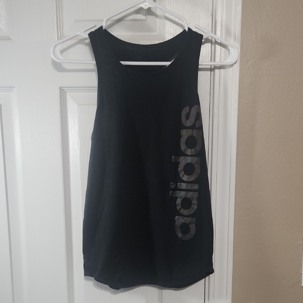 Adidas Black Sleeveless Tank Top with Gray Branding